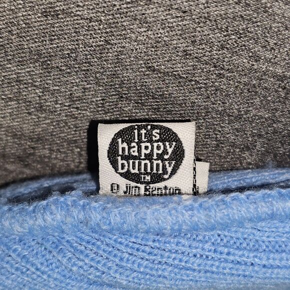 Jim Benton Happy Bunny Beanie Blue Knit “You're Just a Sissy” Acrylic Hat - Picture 10 of 11